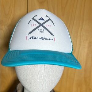 Eddie Bauer Blue and White Trucker Hat